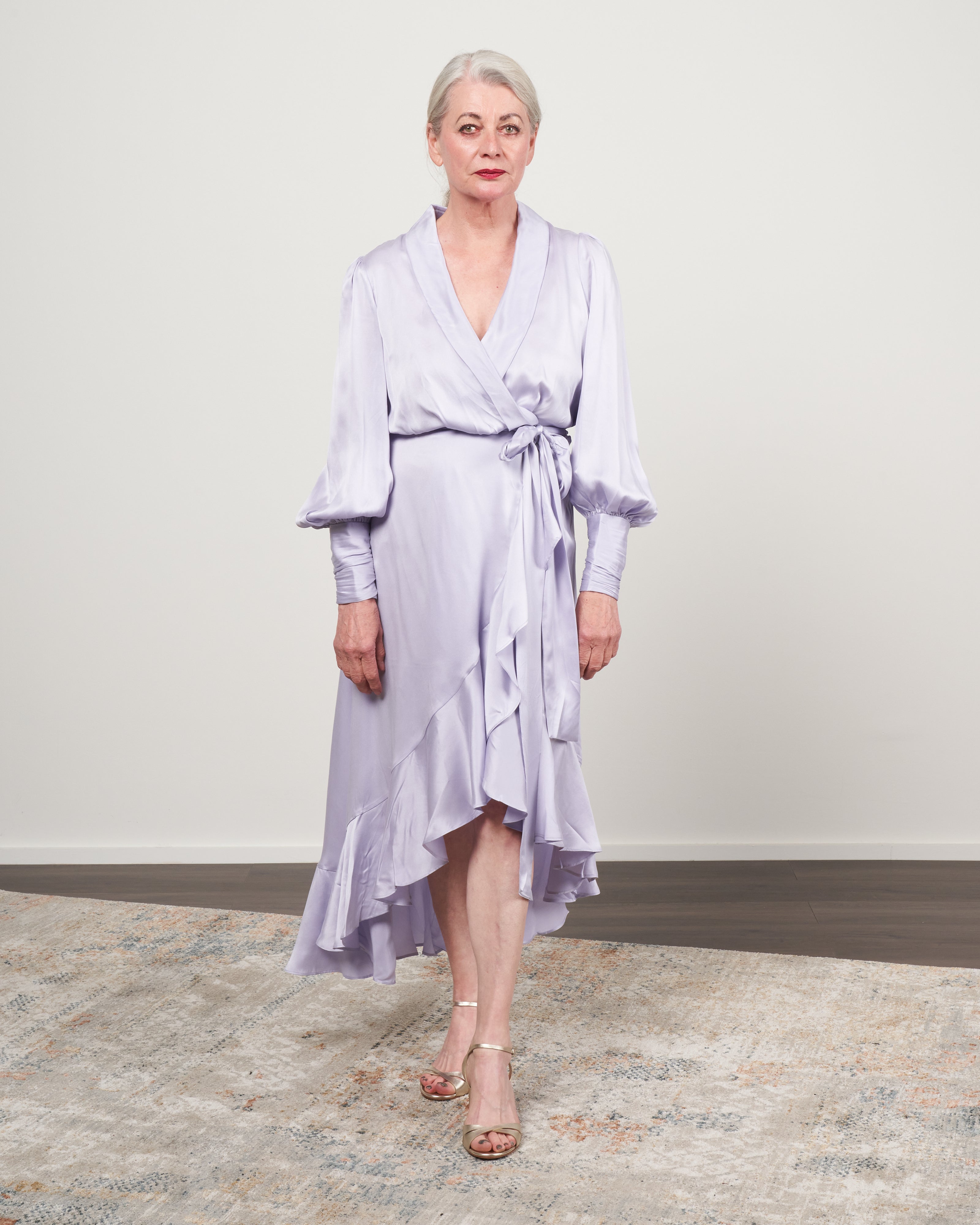 Zimmermann Silk Wrap Midi Dress Lilac Lil